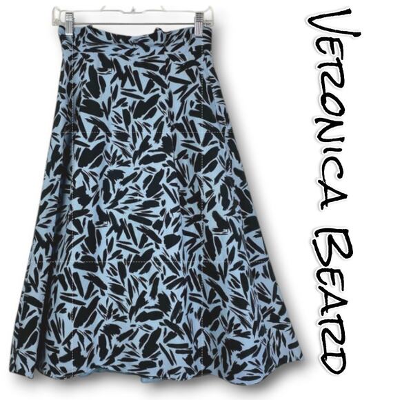 Veronica Beard Avi Cotton & Silk Faille Skirt In Blue Multi Size 0 - Picture 1 of 12